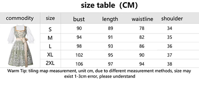 Halloween Carnival Cosplay Costume German Oktoberfest Maid Dress Woman Bavarian Traditional Embroidery Outfits Performance Girl