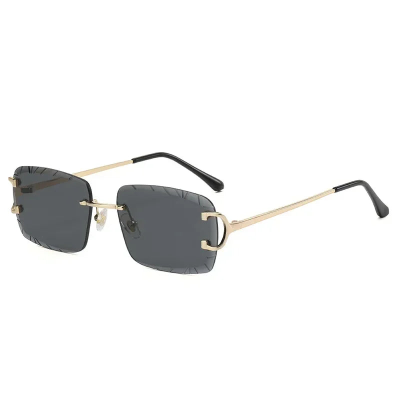 Fashion Square Sunglasses Vintage Women Men Frameless Sun Glasses Rimless Retro Luxury Brand Designer Eyeglasses UV400 Travel