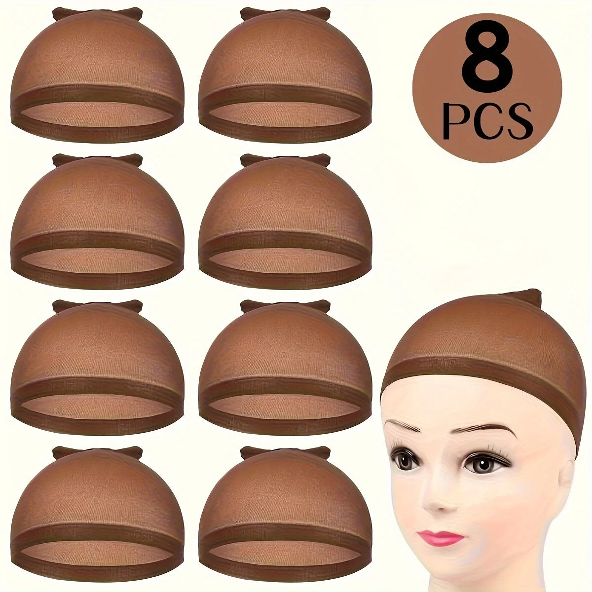 Reddish Brown Wig Cap Stocking Hair Caps for Lace Front Wig, Non Slip and Breathable Ultra-thin High Elastic Nylon Wig Caps