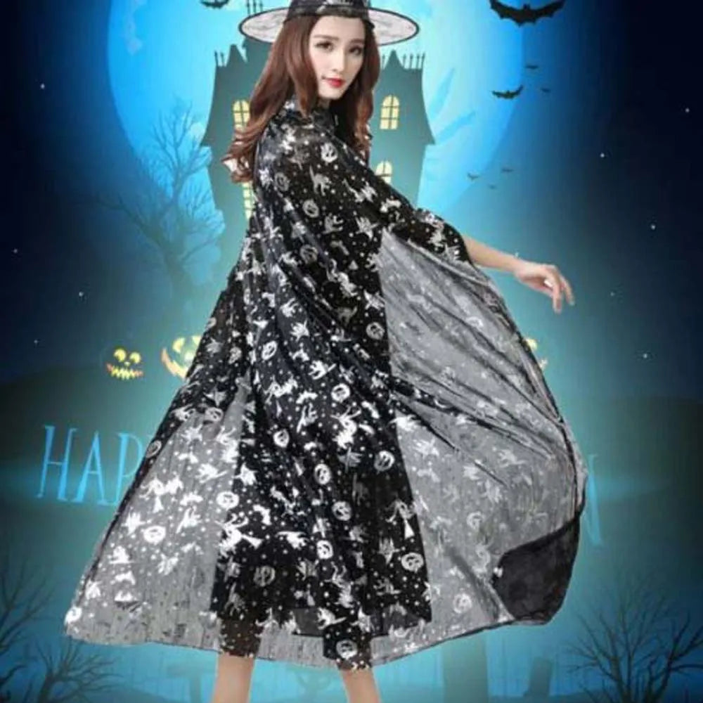 Performance Costumes Halloween Cloak Sets Pumpkin Witch Caps Scary Costumes Cosplay Bat Hat Wizard Robe Party Show