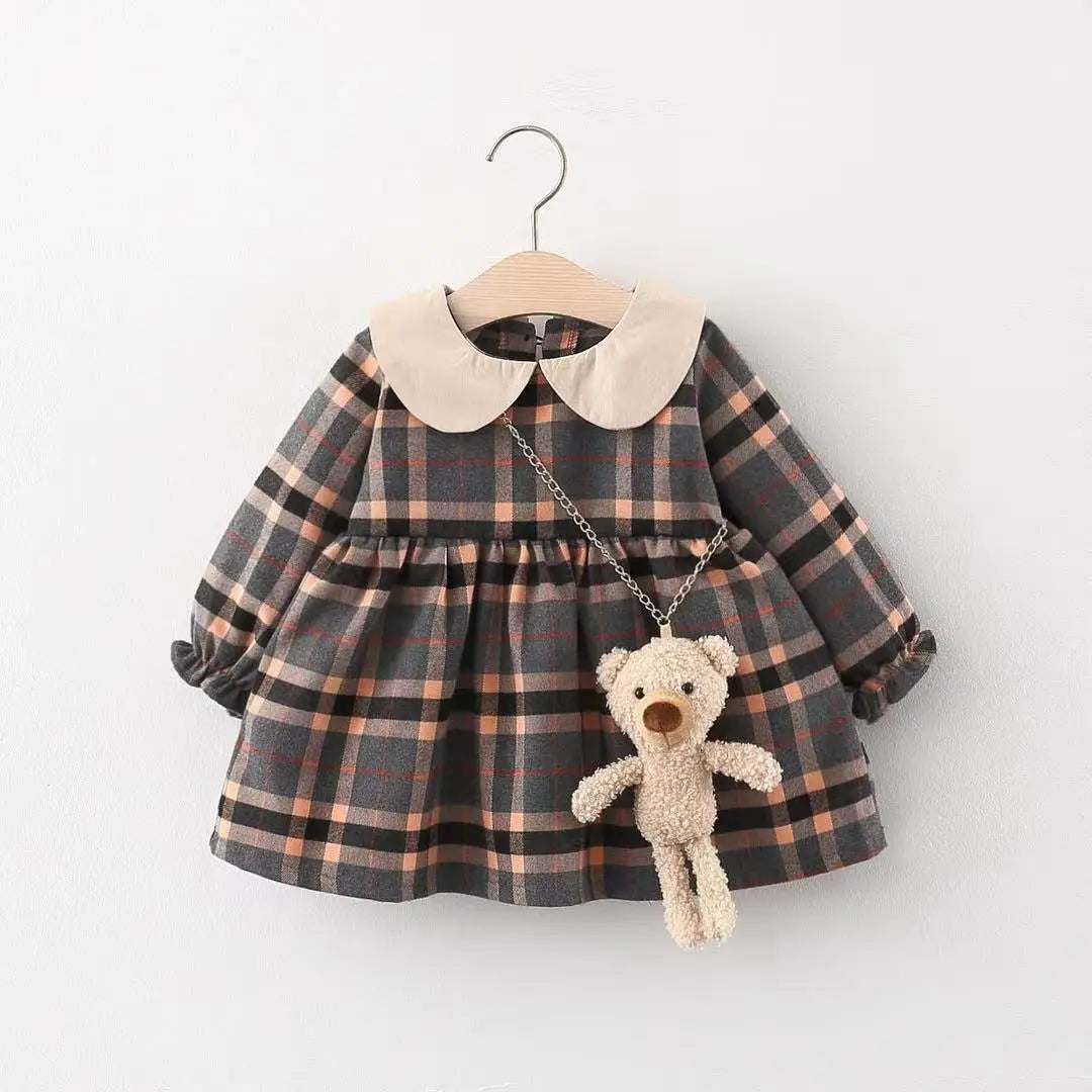 2PCS Baby Girl Clothes Autumn And Winter Corduroy Dress Sweet And Cute Princess Dress Thick Warm Dress Baby Dress With Bag