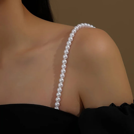1 elegant vintage imitation pearl shoulder chain for women, suitable for party and banquet dresses as a body chain