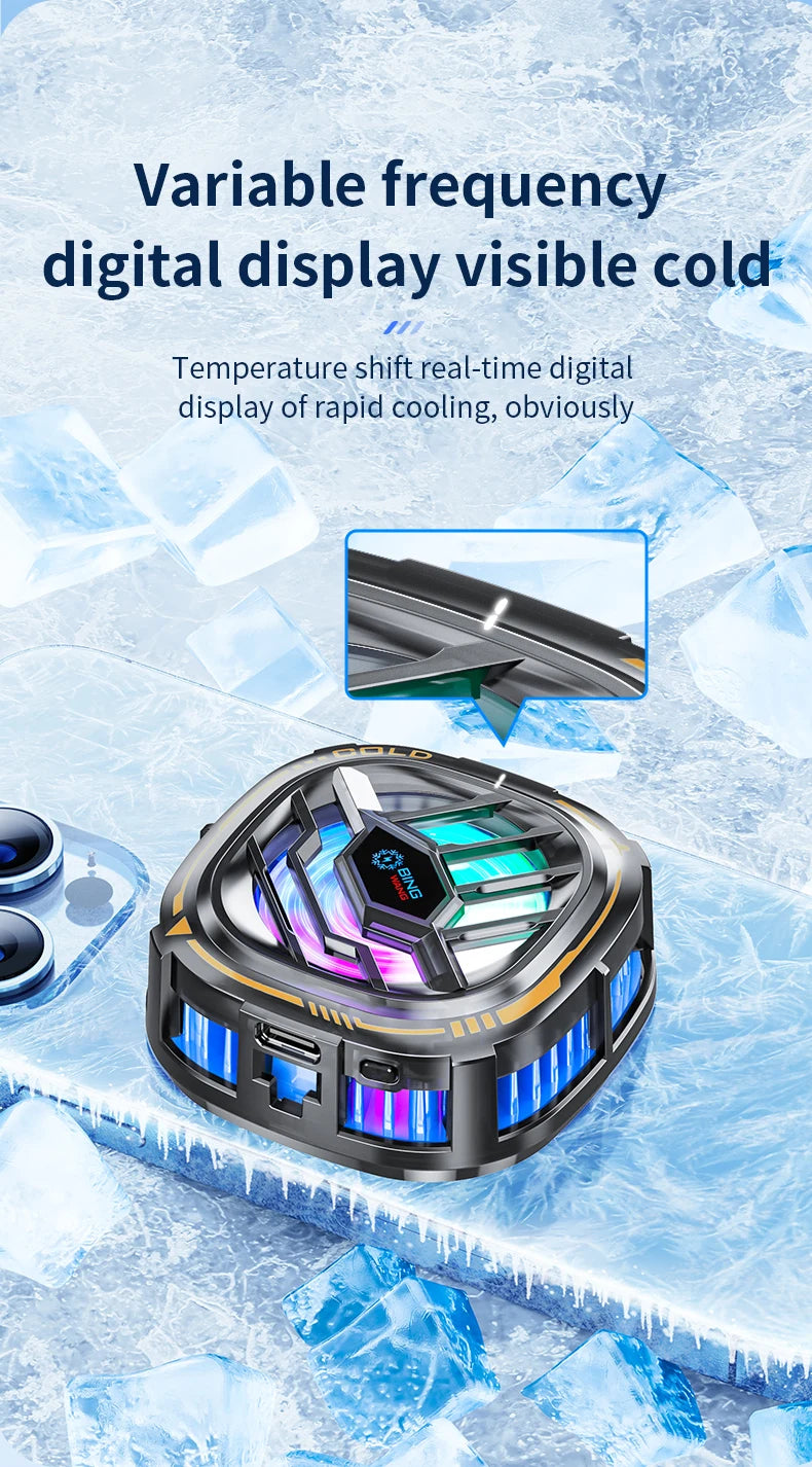 New X76A Magnetic Display Phones Cooler Back-Clip 2 in 1 Game Cooler Semiconductor Fast Phone Cooling Fan for IOS Android Phone