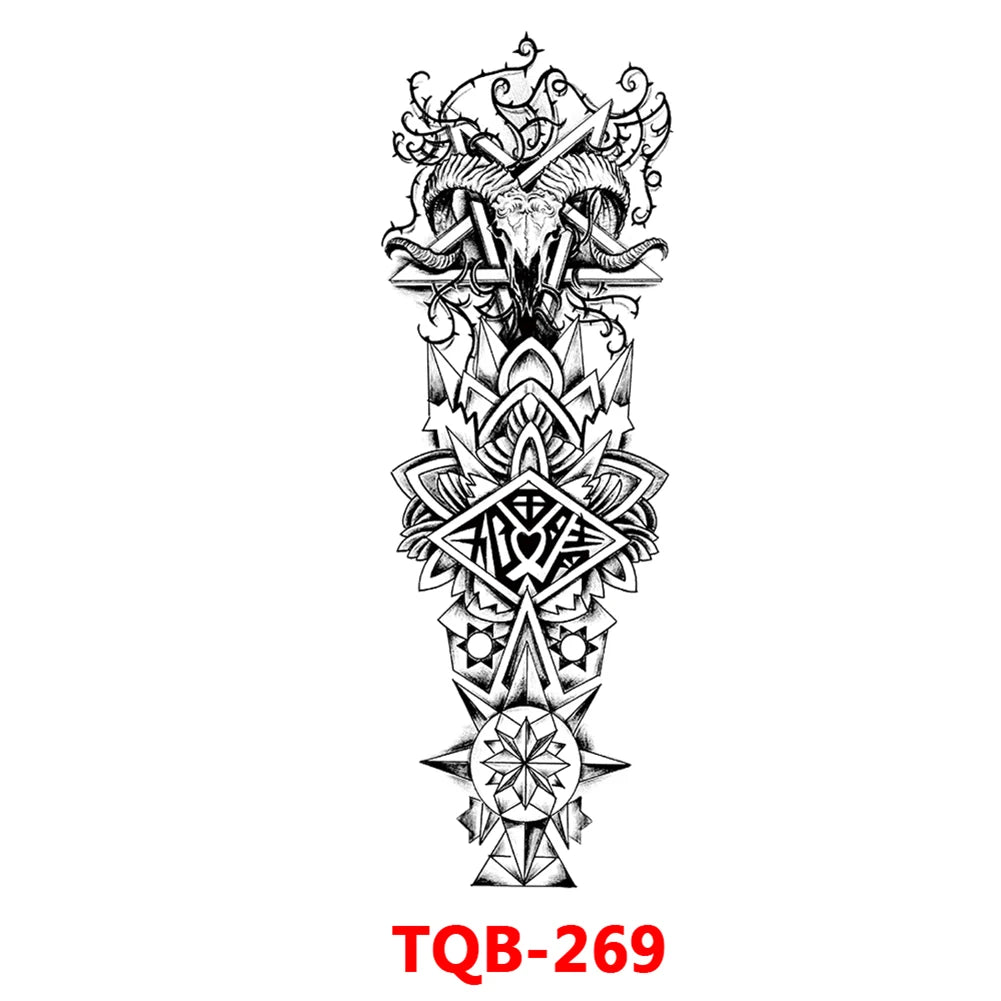 Large Arm Sleeve Tattoo Rose Gear Clock Eye Waterproof Temporary Tatto Sticker Lion Wolf King Body Art Full Fake Tatoo Women Men