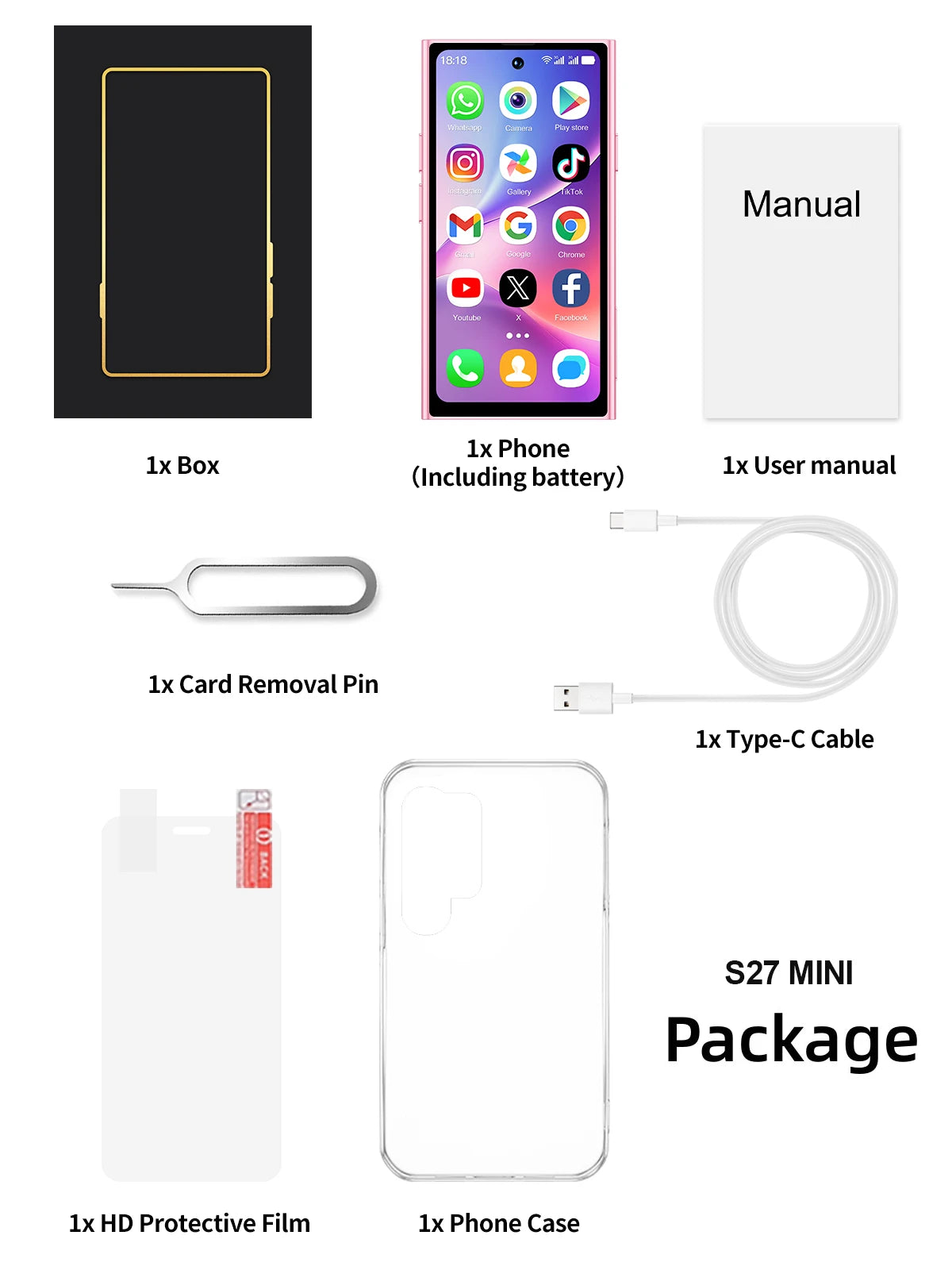 SERVO S27 Mini Android OS Cute Smartphone 4G LTE 3GB+64GB Play Store GPS WiFi Face ID 4.0"  Small Smart Phones Dual SIM Standby