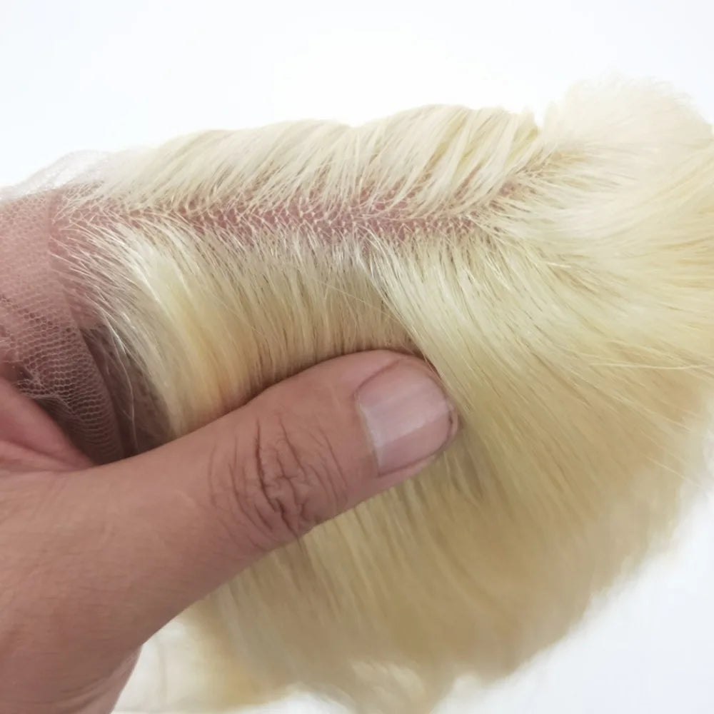 613 Blonde 13x6 Lace Frontal Skinlike 12A Brazilian Virgin Blonde Human Hair Frontal 12-20 Inch Pre-Plucked Full End
