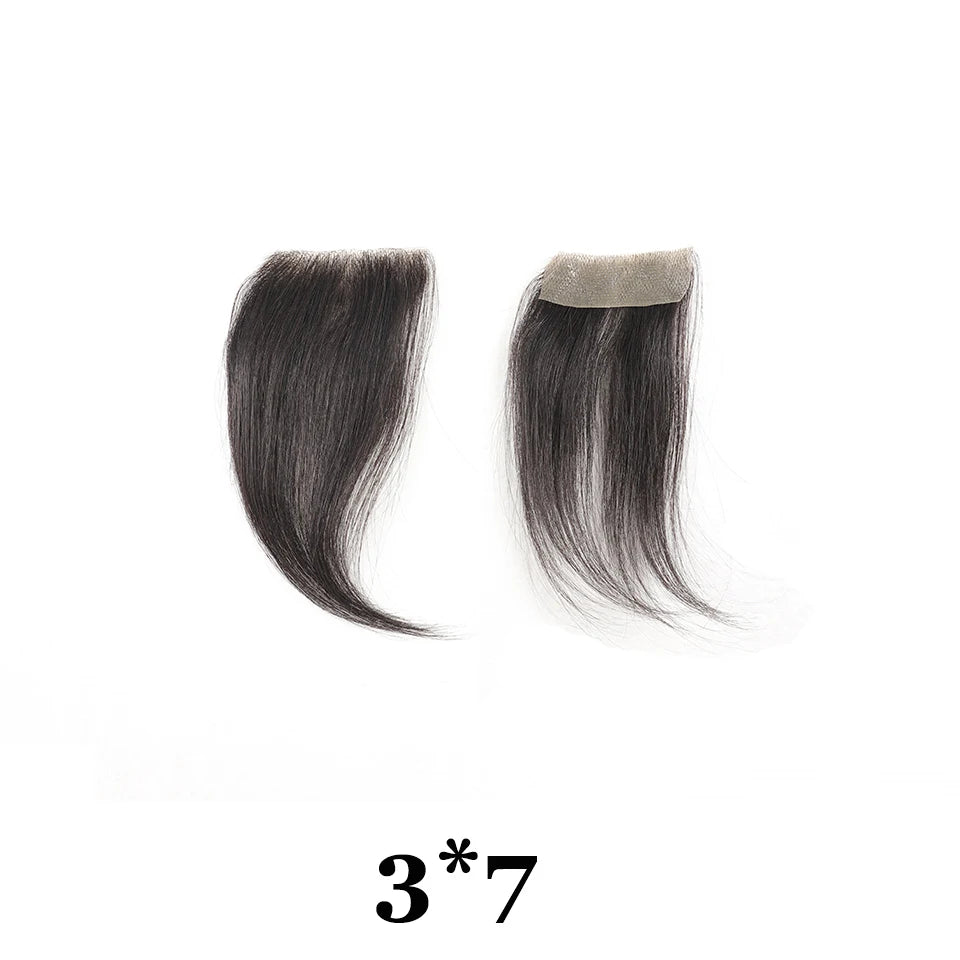 Forehead Patch 100% Human Hair Hairpiece Sideburns Toupee Invisible Seamless Ultra Thin Skin PU Men's Hairline Sideburn Patch