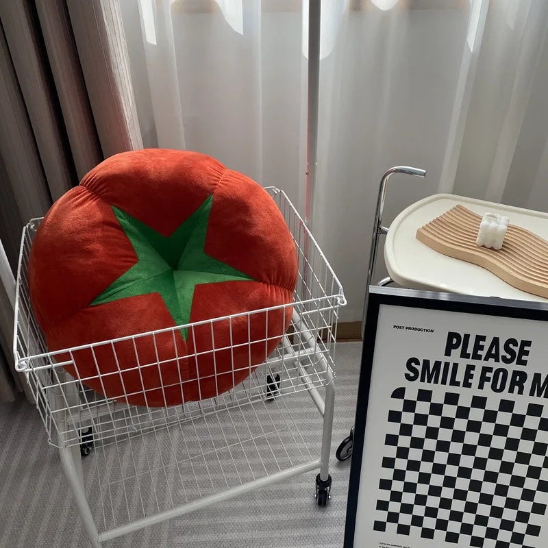 Thickened Cushion with Tomato-Shaped Pillow Vegetable Mushroom Persimmon Round Cushion Pad for Window Seat Pillows for Bedroom