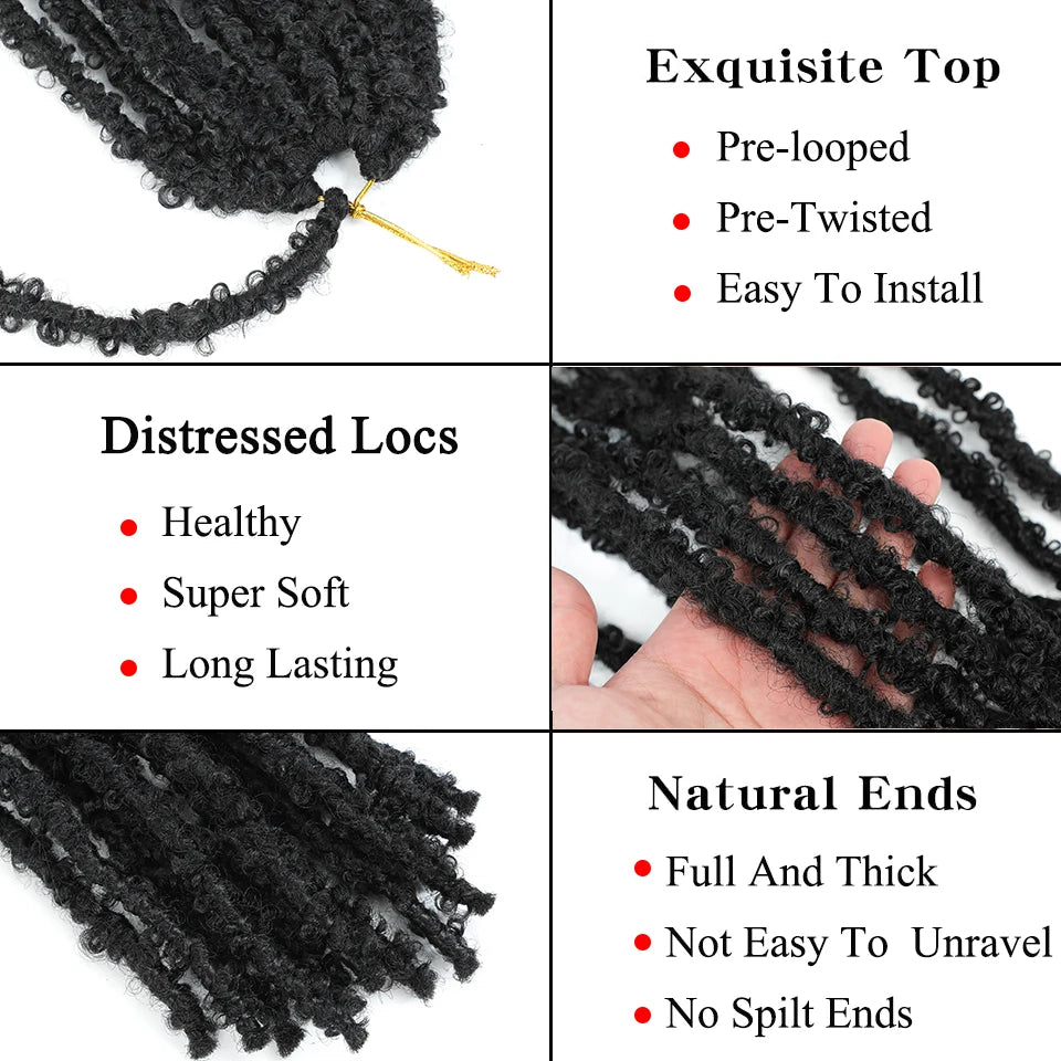 Wakego Butterfly Locs Crochet Hair 14 18 24 Inch Fausse Locks Crochet Butterfly Extensions Pre-looped Soft Locs Synthetic Braid