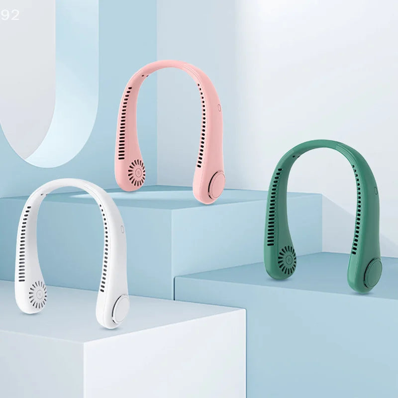 Stretchable Hands-Free Cooling Neck Fan, 3 Adjustable Speed Modes, Portable with 4000mAh Rechargeable Battery