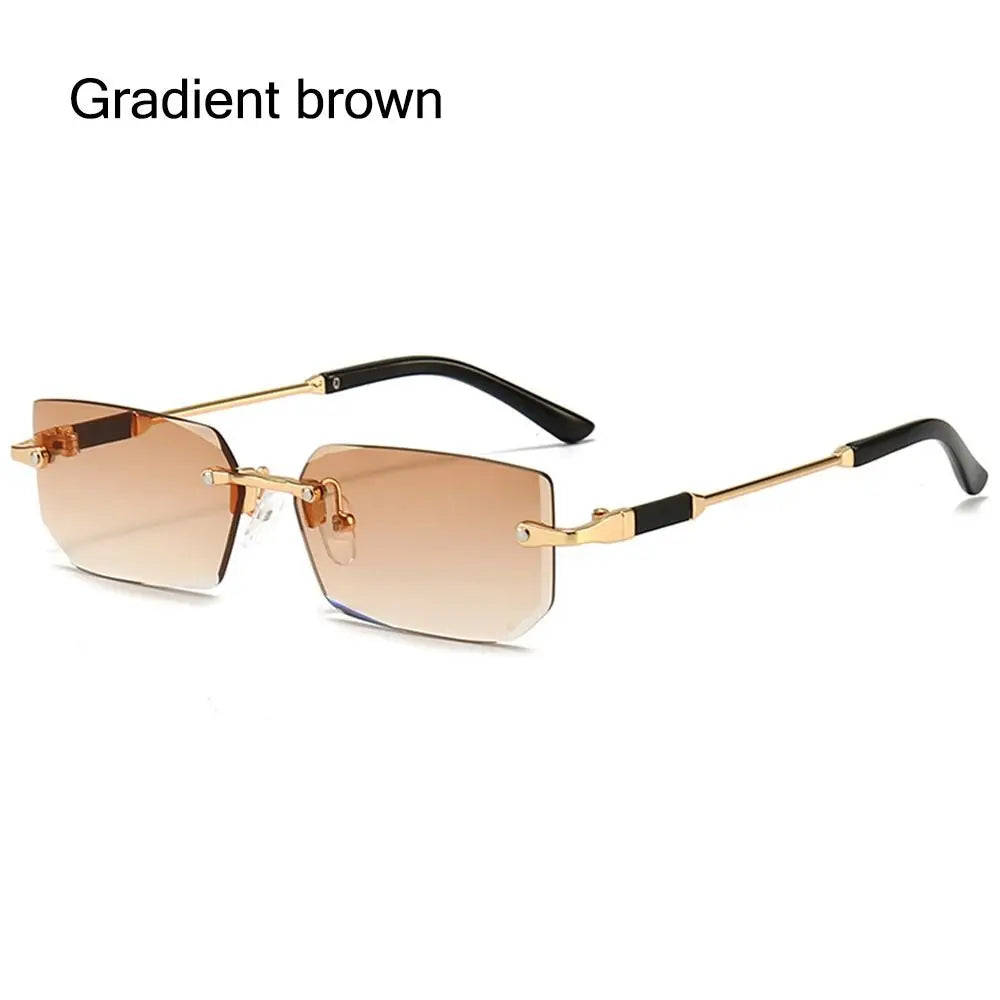 Rimless Sunglasses Rectangle Fashion Popular Women Men Shades Small Square Sun Glasses For Female male Summer Traveling Oculos