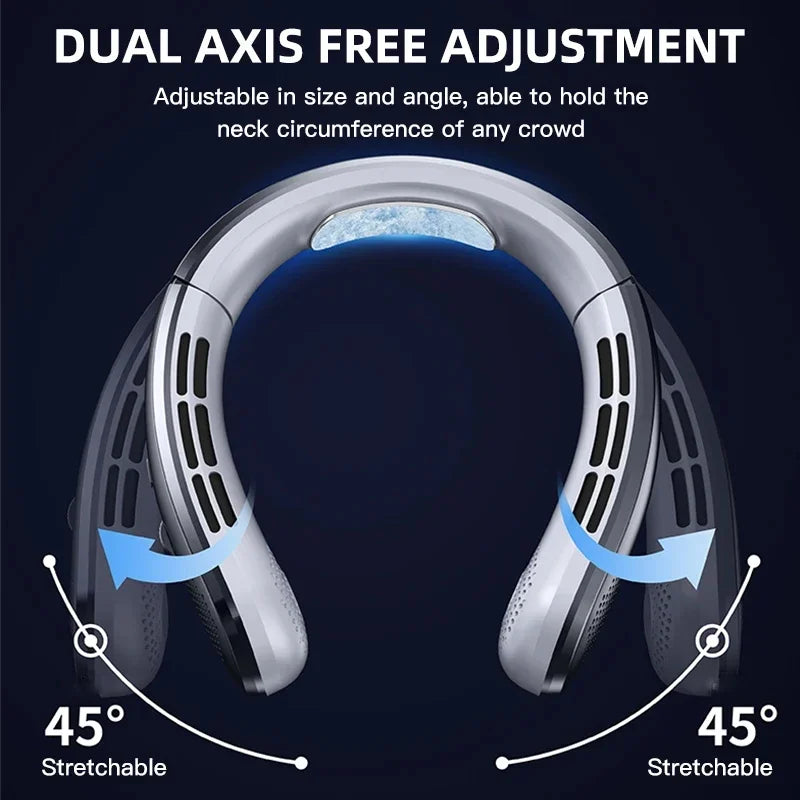 Mini New USB Hanging Neck Fan 8000mAh Rechargeable Bladeless Portable Mute LED Digital Display Electric Fans Air Cooler