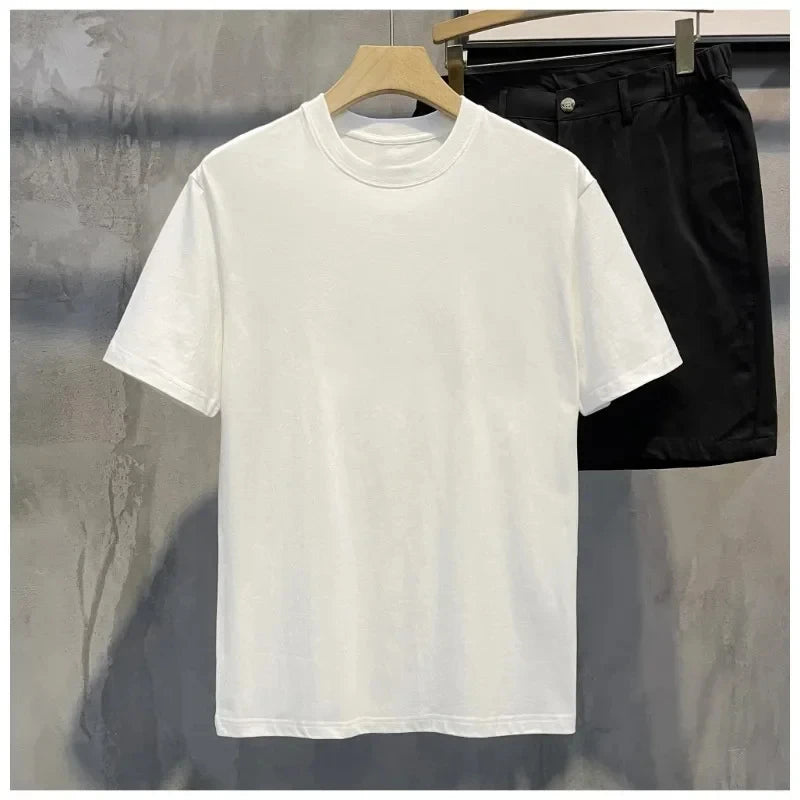 Summer Men's Cool-Comfort Pure Cotton Casual Round-neck Pattern T-shirt Loose Base Layer Shirt for Boys