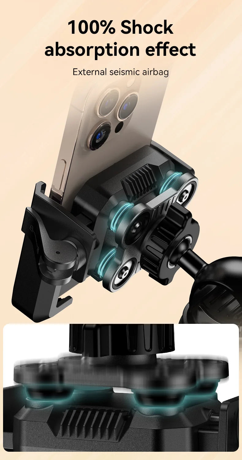 New Motorcycle Phone Mount with Vibration Dampener - 30s Tool-Free Install & Quick Lock, Universal for Bike/MTB, Fit 4-7" Phones