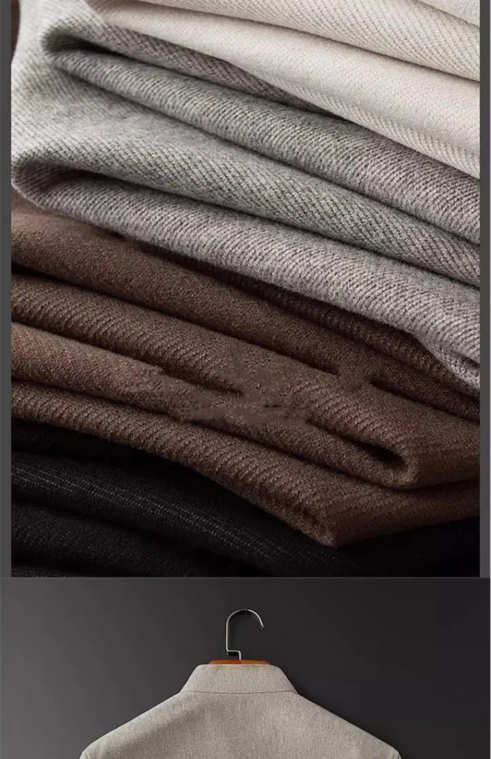Men's Fashionable Thick Standing Collar Shirt with a High-end Feel Soft and Warm on Top