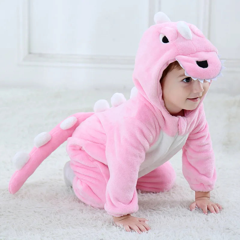 Halloween Baby Rompers Kigurumis Lovely Dinosaur Cartoon Pajamas Clothes Infant Boys Girls Baby Onesie Romper Newborn Hooded