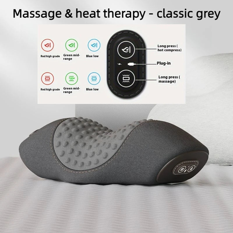 Electric Neck Massager Neck Pillow, Hot Compress, Neck Stretching, Heating Vibration, Shoulder Massage Pillow, Back Traction