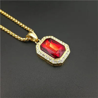 Hip Hop Iced Out Bling Square Pendant Gold Color Stainless Steel Rapper Party Necklace For Women Men Fashion Jewelry Gift 2025