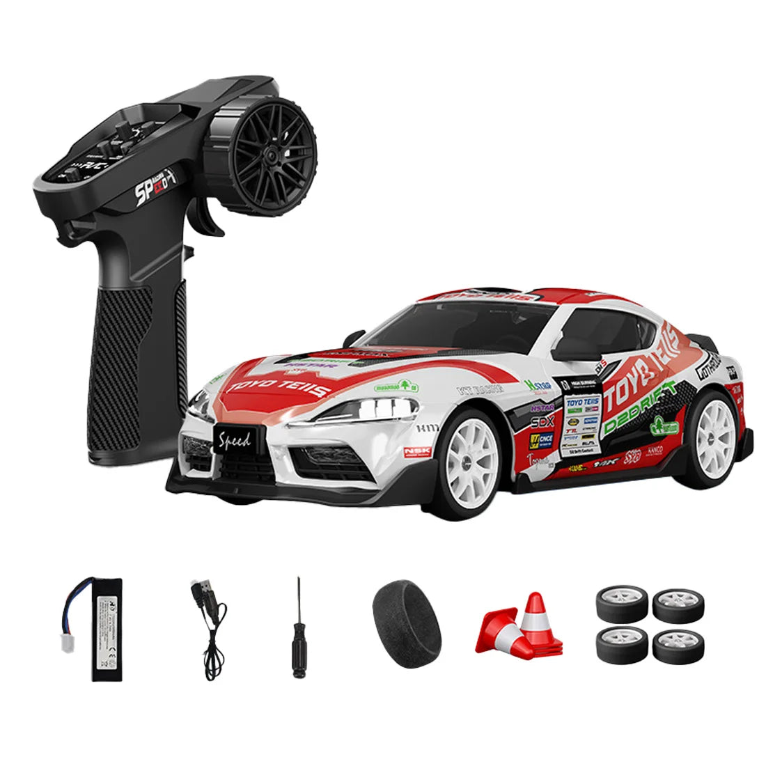 D24 1:24 RC Drift Car 4WD Proportional High Speed Racing Vehicle with ESP Gyro Underglow LED Dual Tires Remote Control Sport Car