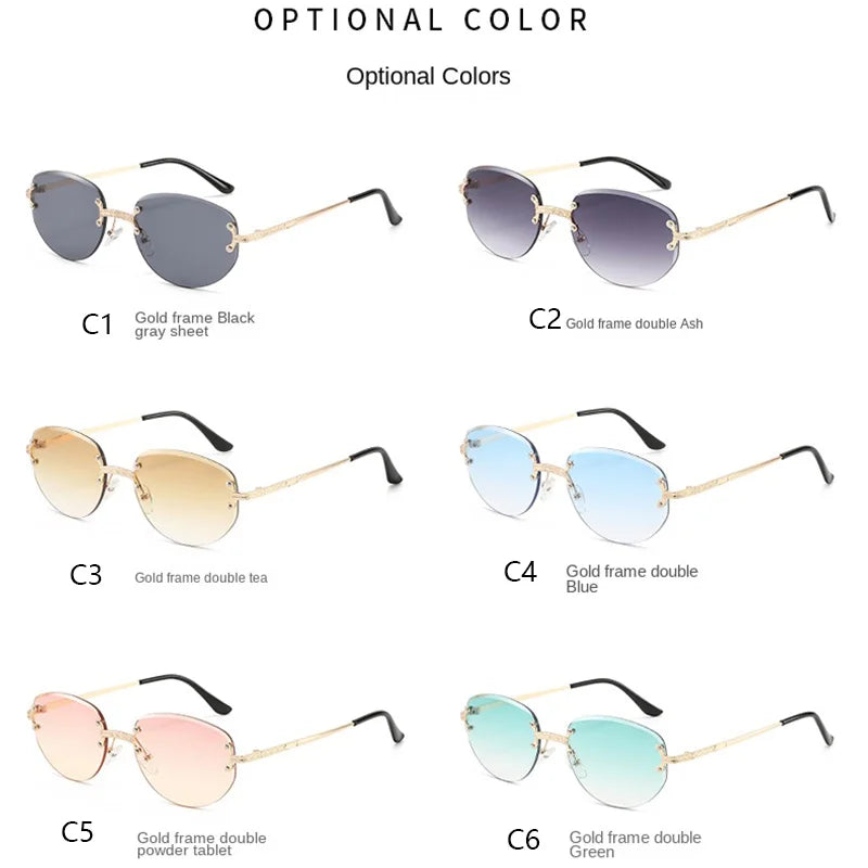 Rimless Sunglasses Irregular Fashion Popular Women Men Shades Small Square Sun Glasses for Female Male Summer Traveling Oculos