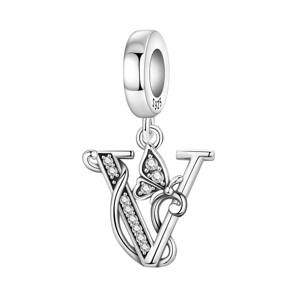 2026 New 925 Sterling Silver Zircon Scroll Grass Pattern 26 Letter Bead Charms for Women Fit DIY Bracelet Necklace Jewelry Gift
