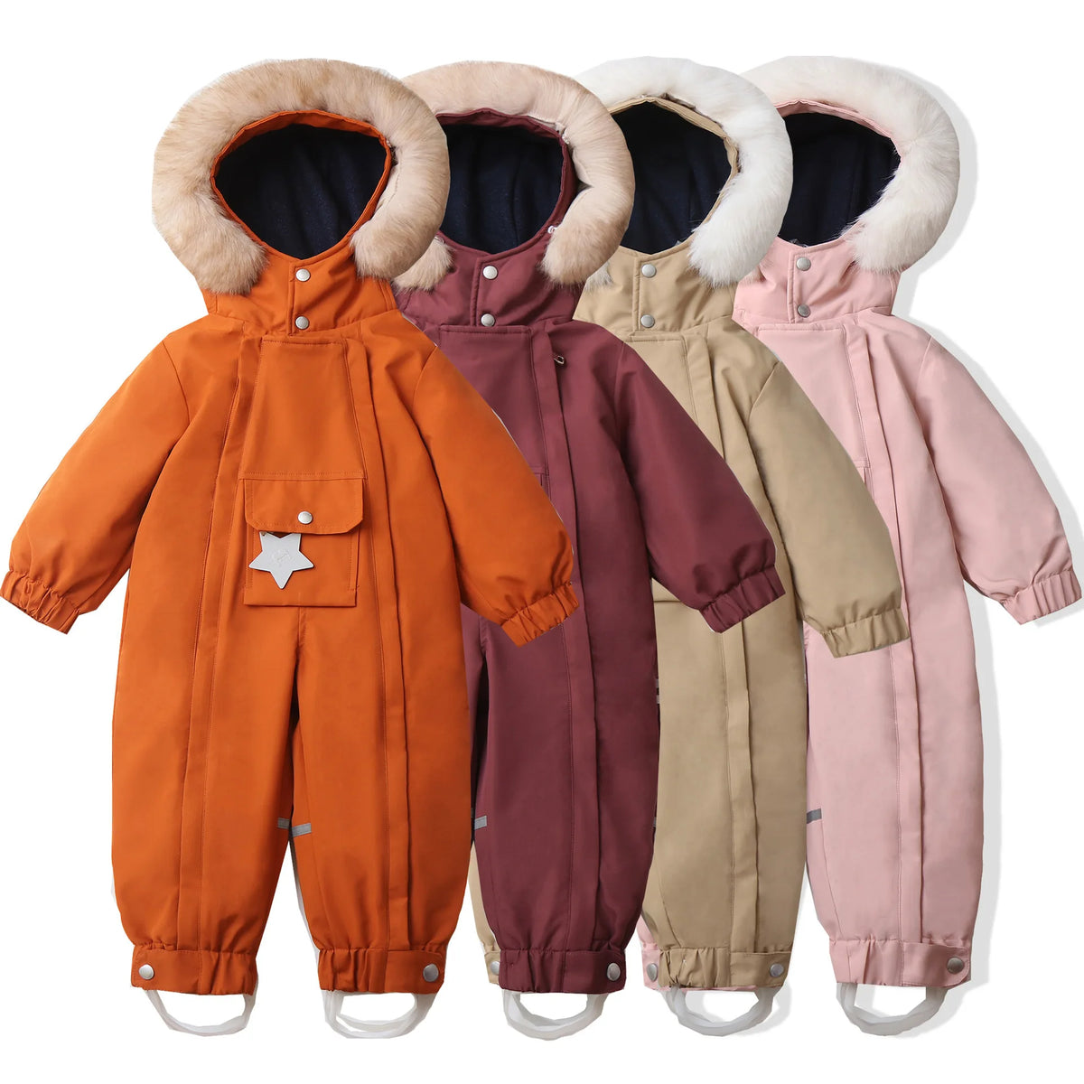 2026 Winter New Star Lightweight Hooded Ski Suit for Kids, Boys Girls Baby Romper Jumpsuit, Toddler One-Piece Warm Snowsuit 2-5T