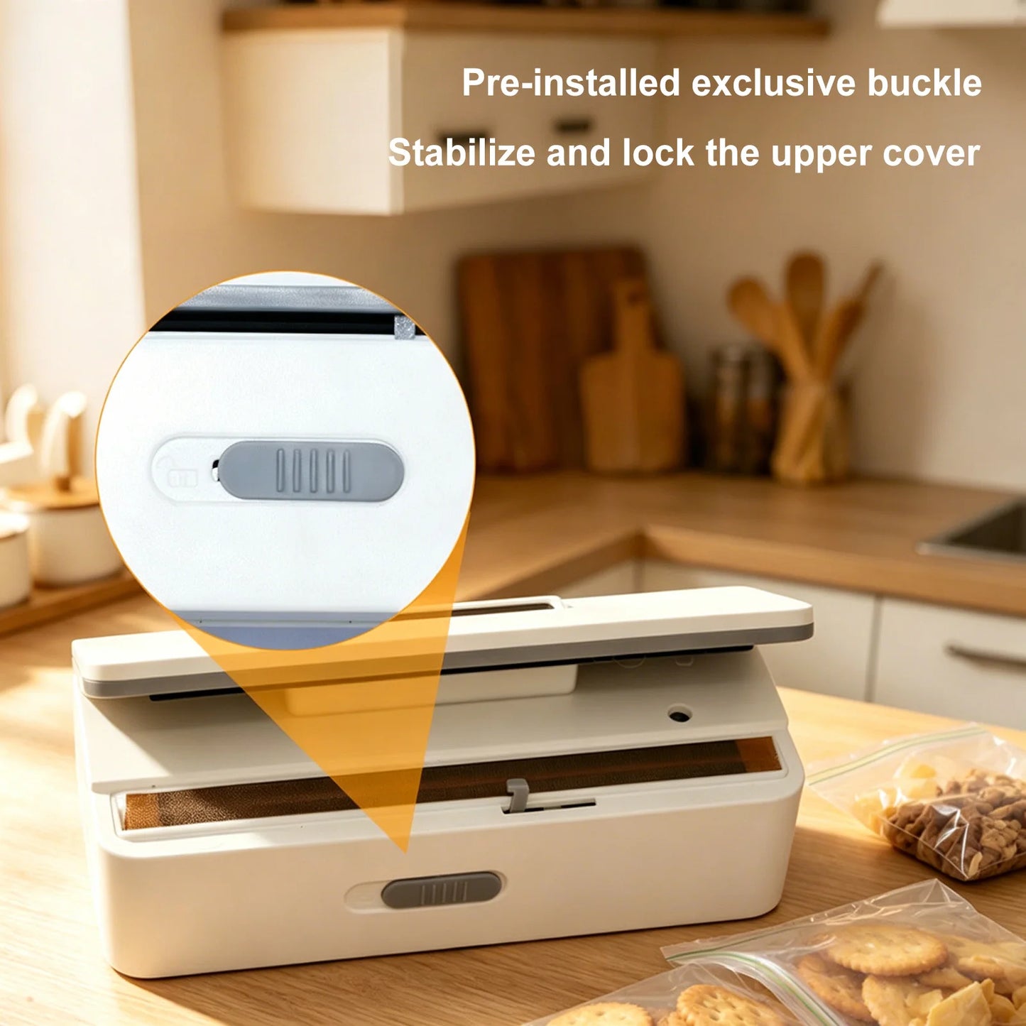 Fridge Magnet Sealer 8-Level Adjustable Mini Bags Sealer and Cutter 1800mAh Handheld Bags Resealer Machine for Fridge & Kitchen