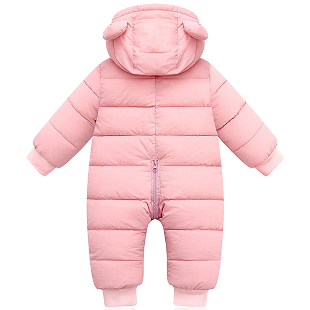 Toddlers Thick Snowsuit,Newborns Fleece Romper with Hood,Boys Girls Ski Wear,Warm Down Jumpsuit,Kids Winter Jumpsuit for 6-24M