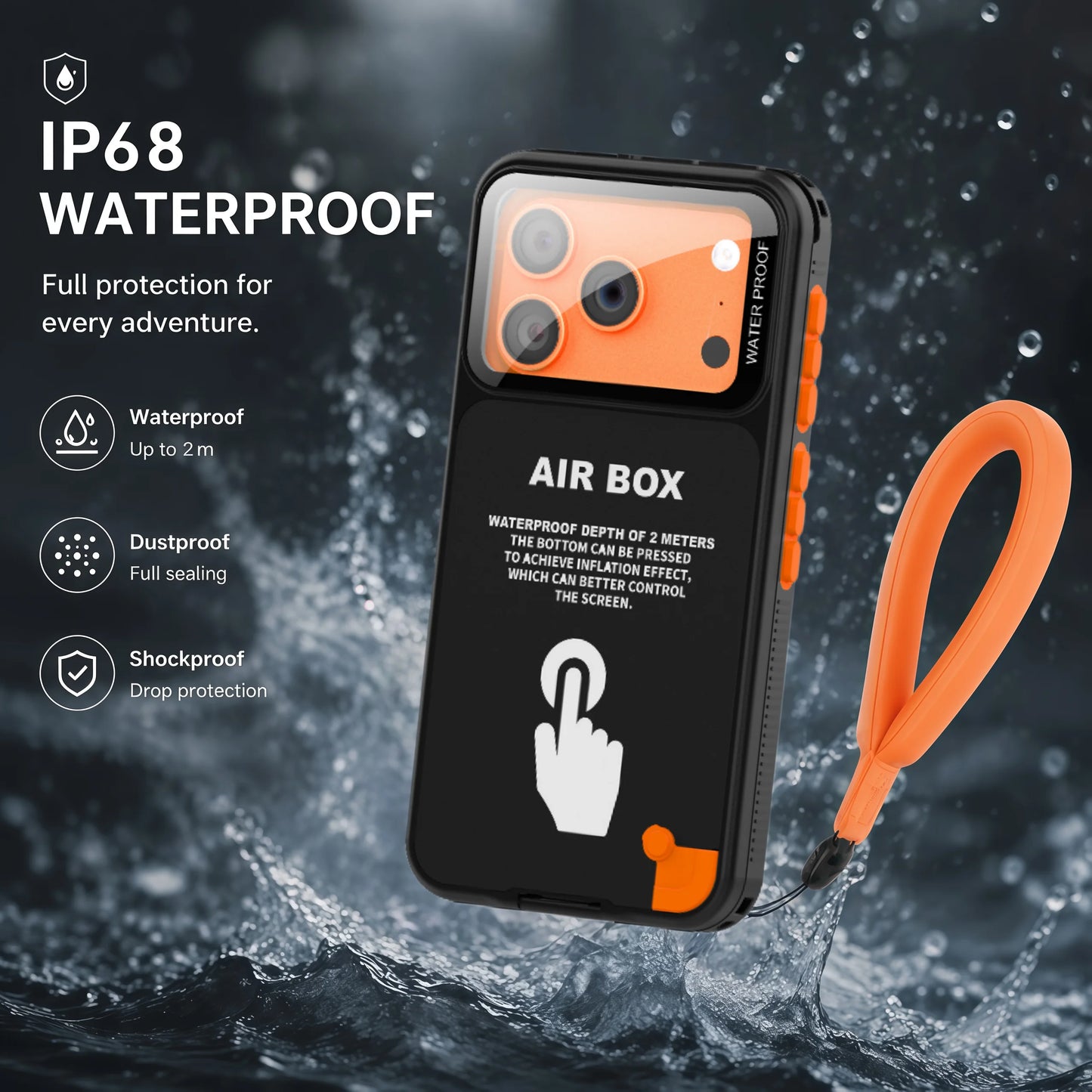 IP68 Waterproof Phone Case for iPhone 6.1/6.7 inch Series, with Floating Ring, Touchable, Suitable for iPhone 17/16/15/14/13/12