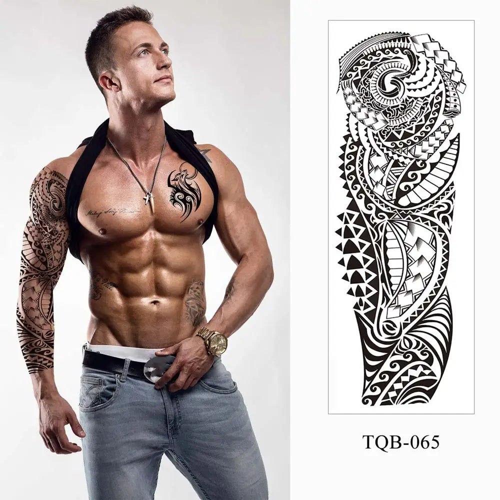 Large Arm Tattoo Stickers for Men Sleeve Waterproof Temporary Tattoo Bear Wolf Tiger Animal Fake Tattoo for Women Body Decor