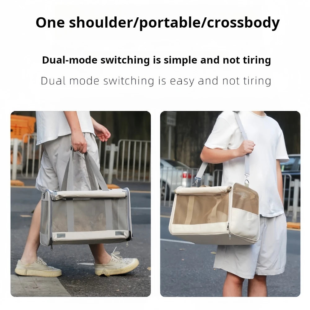 Large Capacity Cat Carrier For 2 Cats Portable Double Pet Travel Bag With Breathable Mesh Handheld Tote For Outdoor
