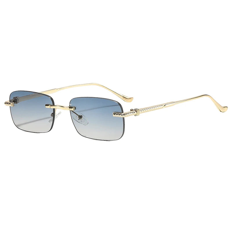 Rimless Sunglasses Rectangle Fashion Popular Women Men Shades Small Square Sun Glasses For Female male Summer Traveling Oculos