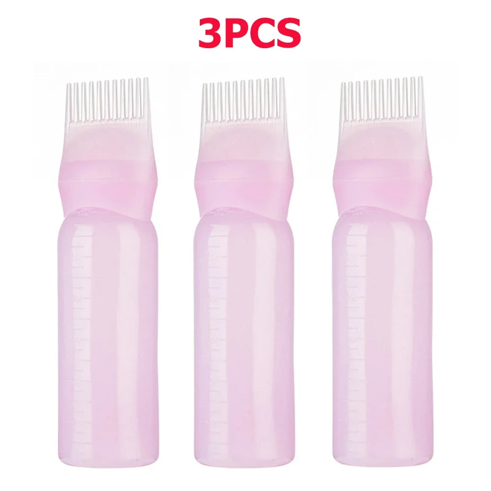3pcs180ml Oil Scalp Applicator Root Washer Repeatable Filling Bottle Root Comb Applicator Bottle Salon Barbershop Accessories