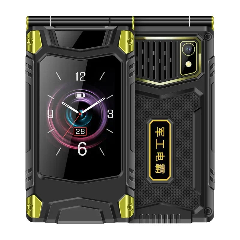 YeeMI M7 2G Rugged Feature Phone Dual SIM Dual Screen Large Fonts For Old Man 6800mAh Cellphone FM Radio SOS Russian Version
