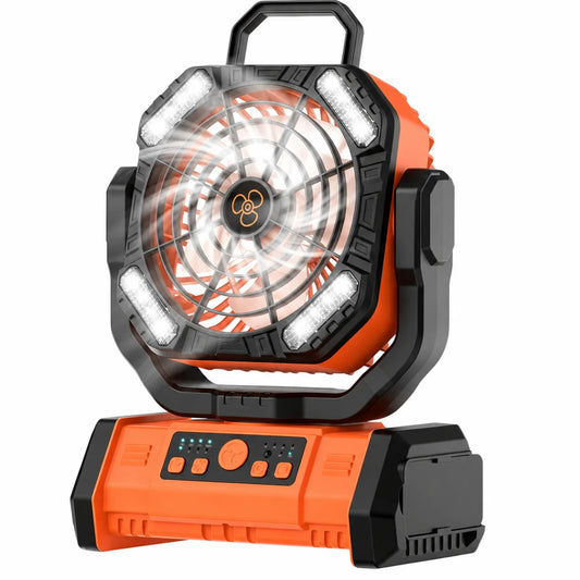 Remote-Controlled Timed Oscillating Tent Hanging Fan, 20000 Mah Rechargeable Fan with Led Light, Portable Camping Ceiling Fan, Suitable for Camping Enthusiasts
