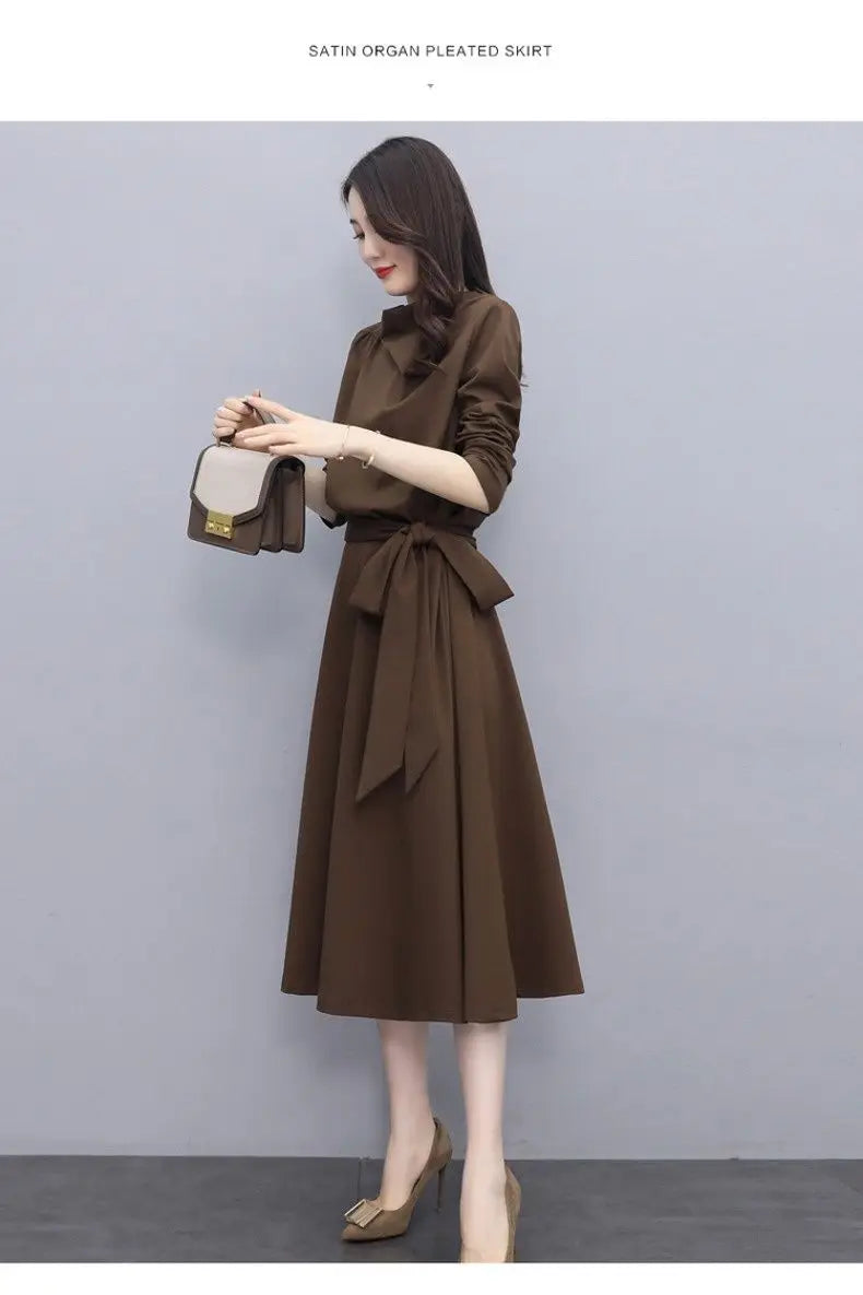 Long Sleeves Dresses Women's Elegant Midi Dresses for Women Womens Office Dress Woman Streetwear Autumn Winter Korean Style New