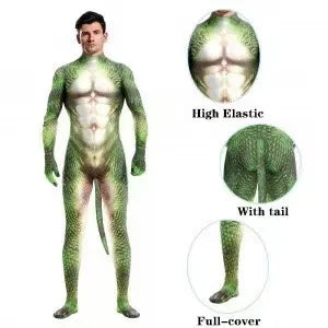 Halloween Costume  Adult Mens Wild Animal Cosplay Costume Full Cover 3D Print Beast Petsuit Jumpsuit Bodysuit Tail