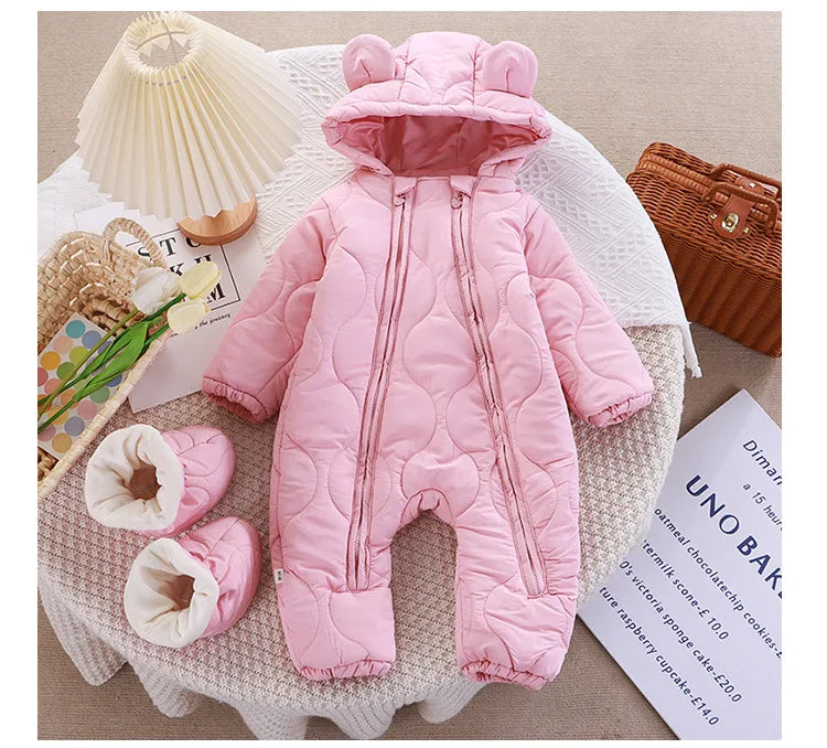 Newborn Baby Autumn Winter Romper Double Zippers Cotton-padded Warm Thicken Rompers Toddler Playsuit Infant One-piece Clothing