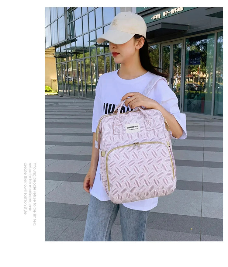 Baby Diaper Bag with Stroller Hooks Portable Baby Crib Diaper Changing Pad Baby Carrier Bag for Activity Mom Backpack 30*20*40cm