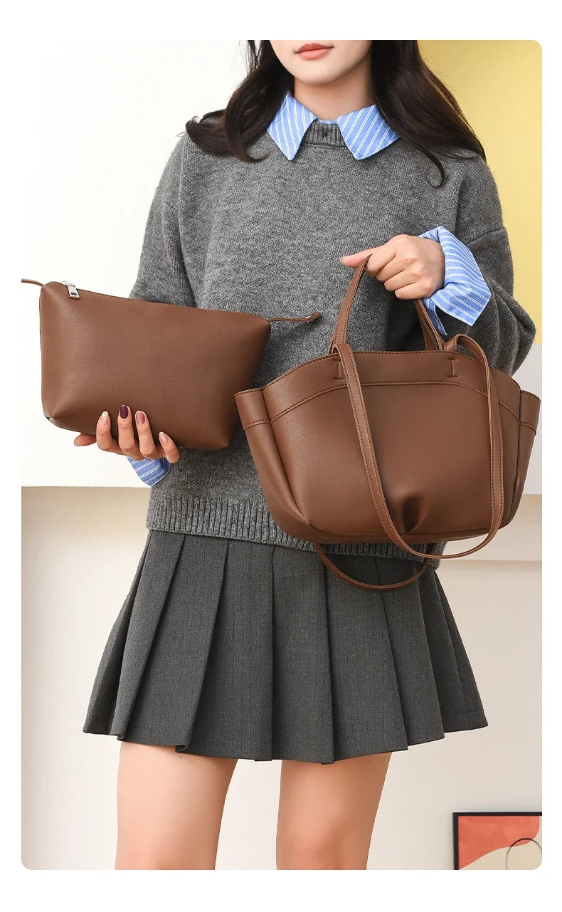 Premium Structured Tote Bag for Women – Elegant  Top Handle & Shoulder Strap, Luxury Leather Handbag for Work & Everyday