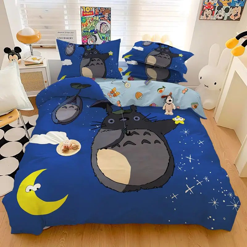 3D Exquisite Cartoon Print Duvet Cover My Neighbor T-Totoro Bedding Set Comforter Bed Youth Home Decor Kids Boys Girls Gift
