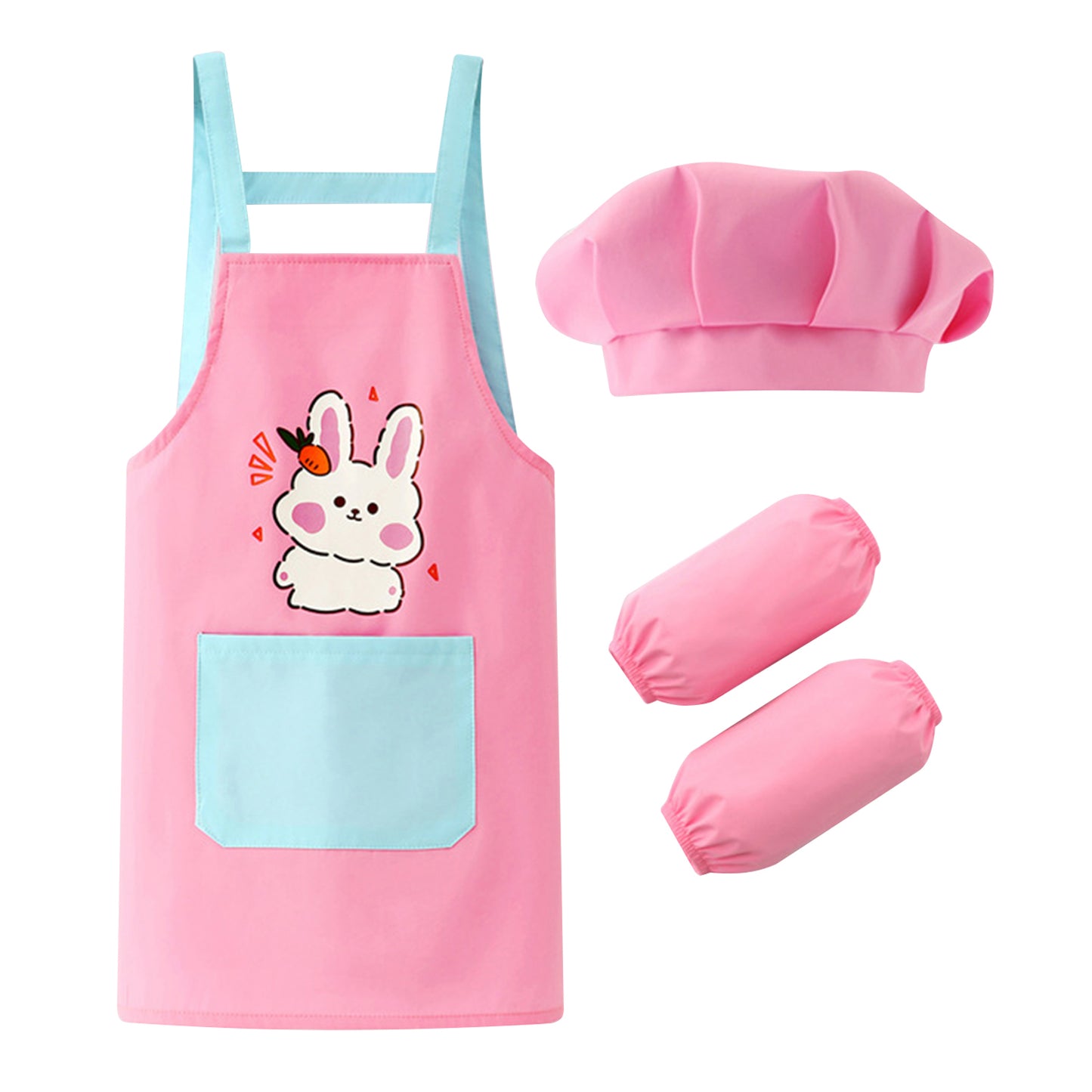 Kids Artist Costume Accessories Set Painter Dress-Up with Hat Animals Pattern Apron Arm Sleeve for Halloween Career Day Costume
