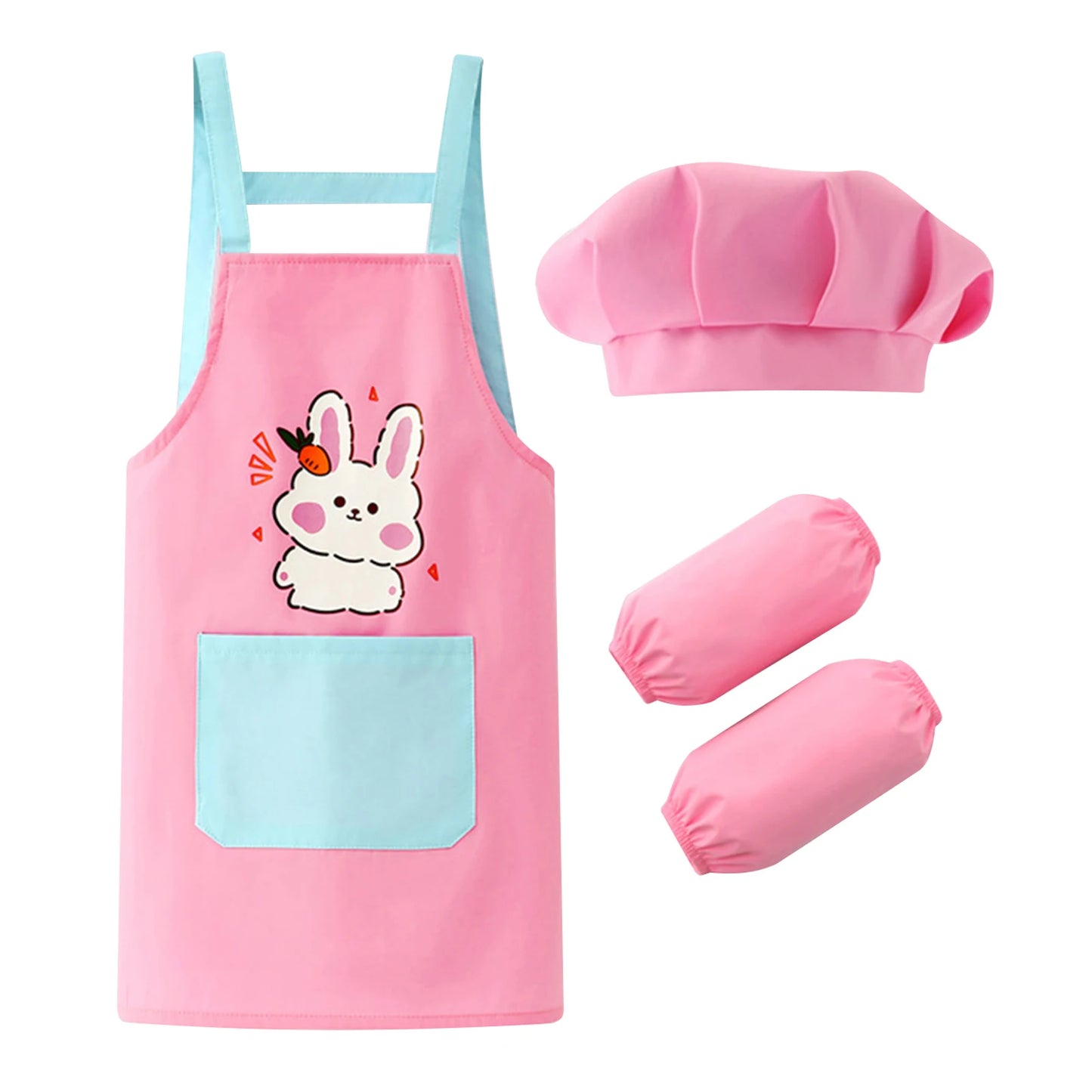 Kids Artist Costume Accessories Set Painter Dress-Up with Hat Animals Pattern Apron Arm Sleeve for Halloween Career Day Costume