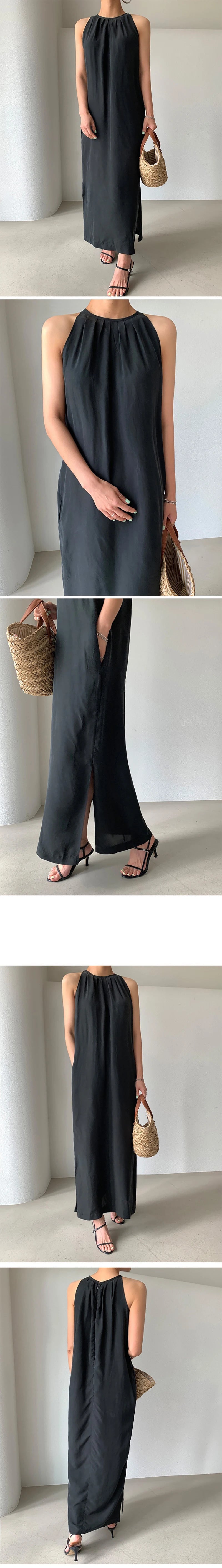 HELIAR Women Halter Strapless Sexy Dress Lace Up Waist Elegant Office Dress Holiday Beach A-line Long Dress Casual Vestidos