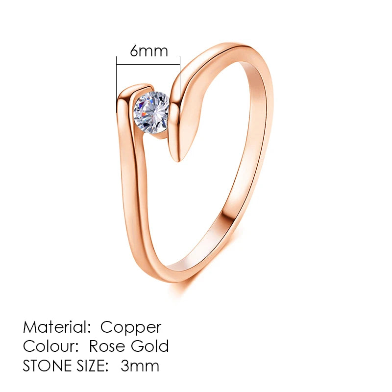 AAA Cubic Zirconia Engagement/Wedding Ring Rose Gold Color Silver Color Tone Rings For Women Fashion Jewelry For Women DWR198