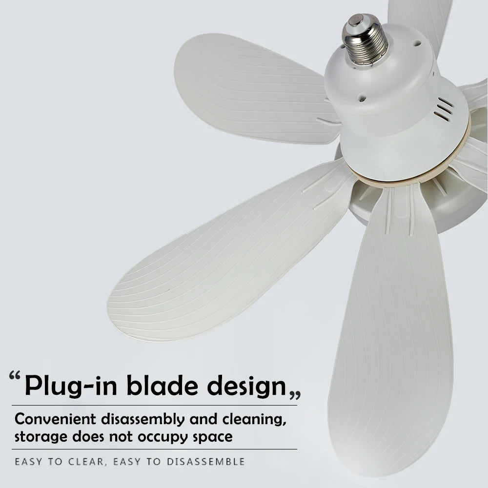 Home LED Ceiling Fan Light E26 E27 Base 3-colour Adjustable Wireless Remote Control 52CM Ceiling Fan Lamp for Bedroom Living