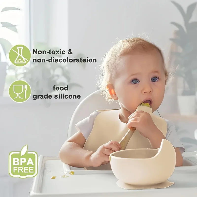 8-Pack Silicone Cutlery Tray Baby Feeding Set with Removable Silicone Suction Cup BPA Free Baby Fork Spoon Cup Gift