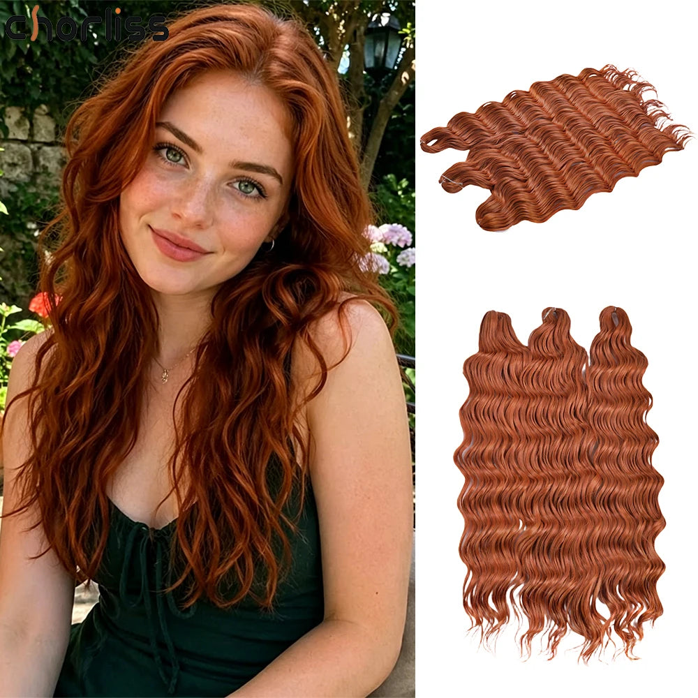 Anna Curl Synthetic Braiding Hair Loose Deep Wave 24 Inch Crochet Hair Extensions Water Wave Twist Pink Color Hair for Women