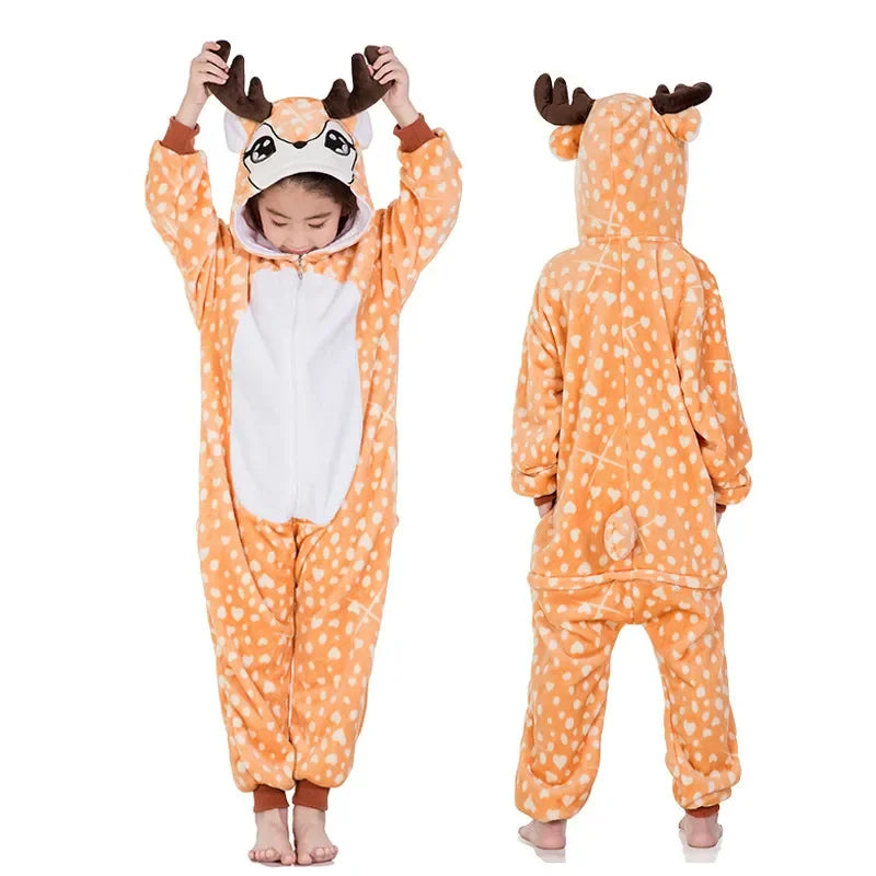 Baby Girl Clothes Kigurumi Children Unicorn Pajamas Winter Animal Cartoon Sleepers Stitch Cat Onesie Kids Costumes Jumpsuit