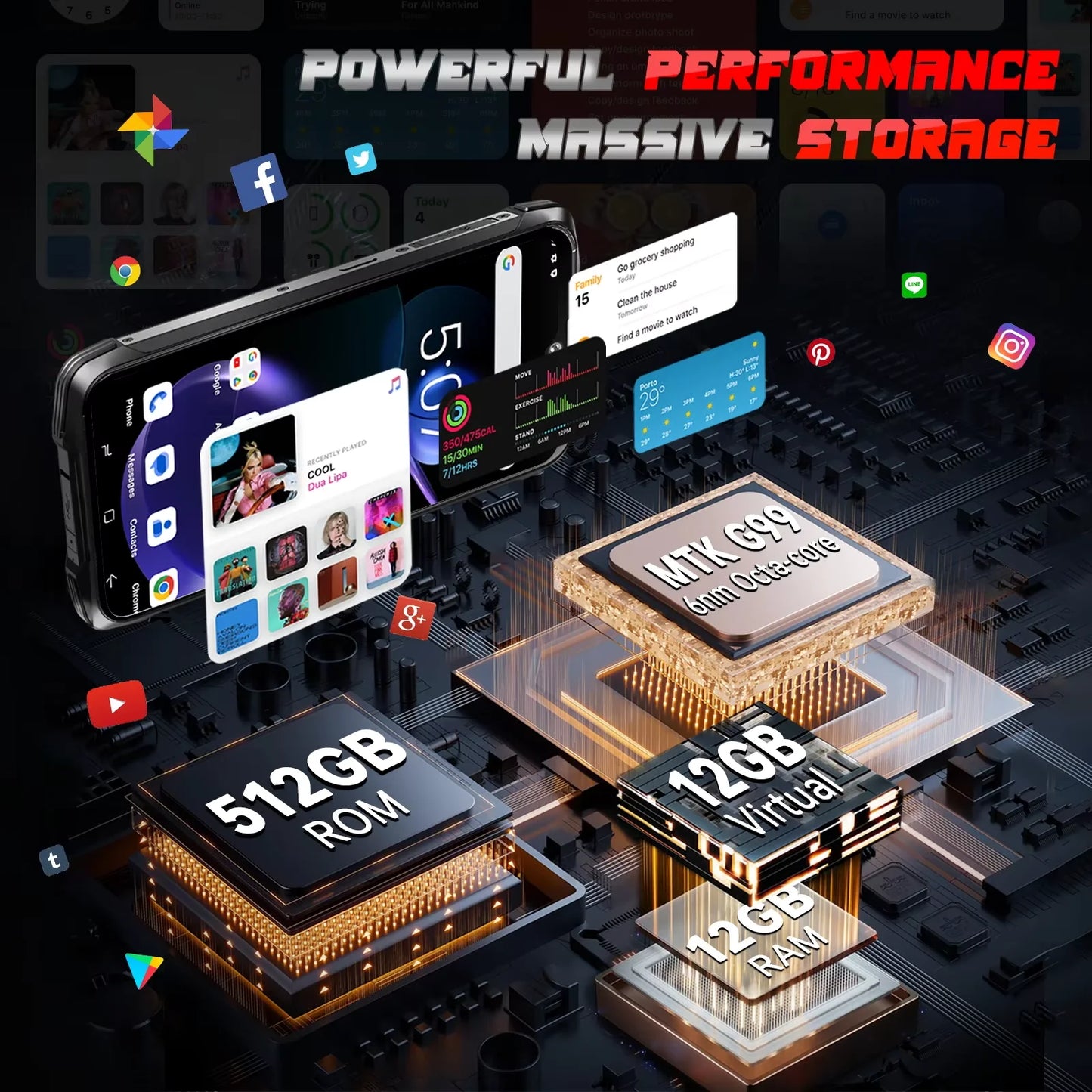 CUBOT KingKong 9,Android 14,24GB+512GB/1TB,10600mAh/33W,100MP+24MP Night Vision,6.58''FHD+1.35"Mini Screen,4G Dual SIM/NFC/IP68